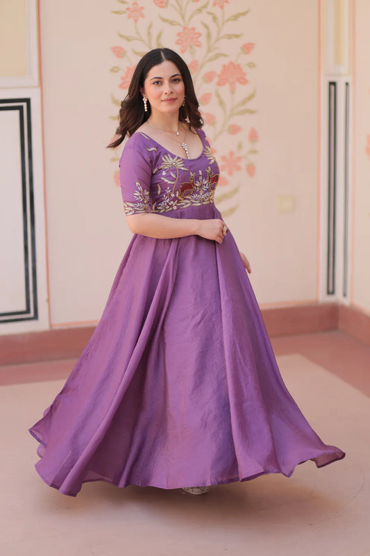 FESTIVAL SPECIAL GOLD CRUSH BEADS EMBROIDERED GOWN(WD177)