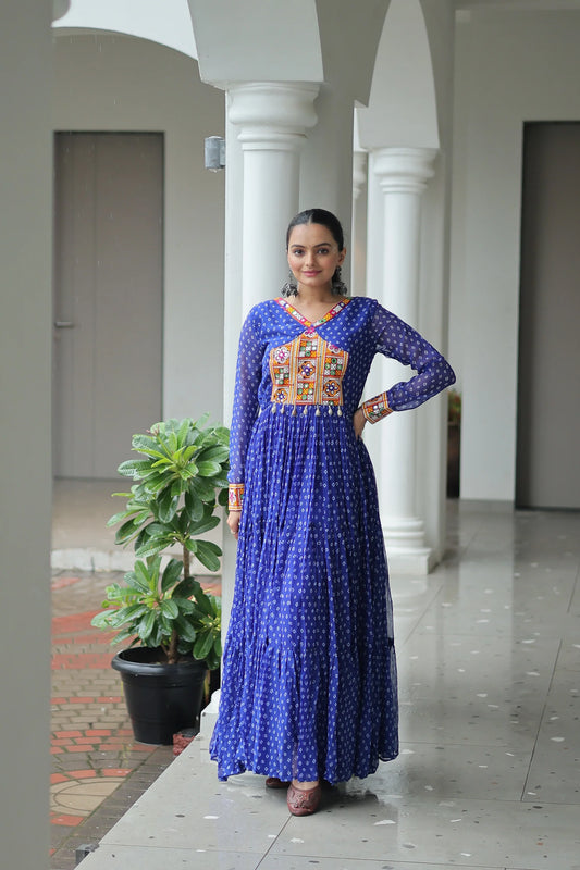 NAVRATRI SPECIAL BANDHANI PRINT GOWN WITH KUTCHI PATCHWORK (WD181) 02