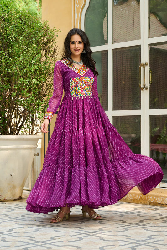 LAHERIYA PRINT PATCHWORK GOWN (WD185)