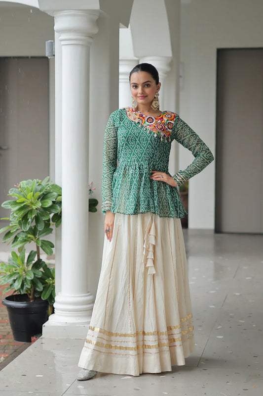 NAVRATRI SPECIAL KORA COTTON GAMTHI WORK LEHENGA CHOLI (WD186) 02