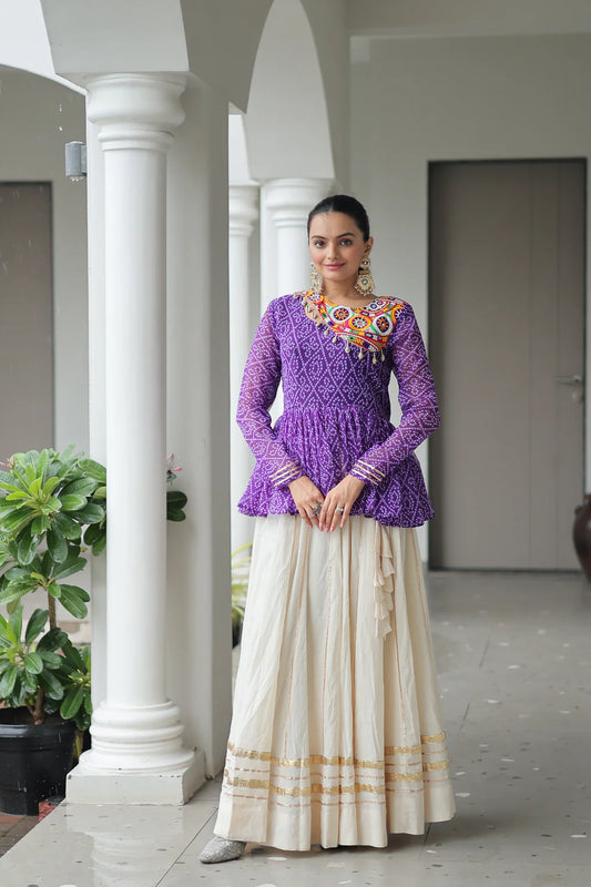NAVRATRI SPECIAL KORA COTTON GAMTHI WORK LEHENGA CHOLI (WD186)