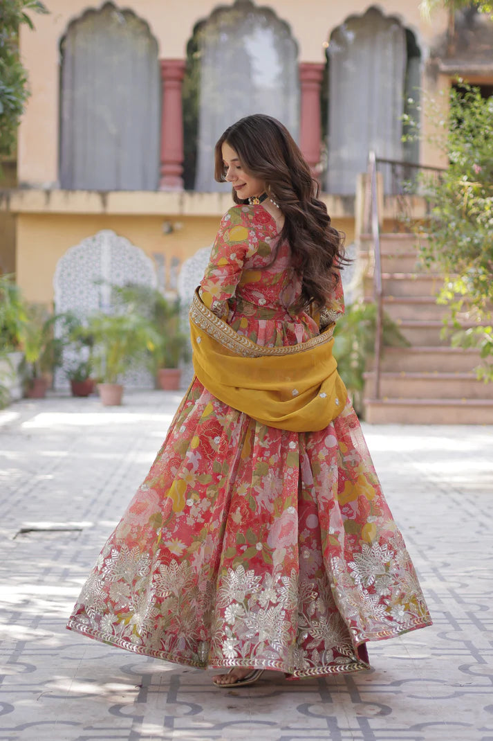 RUSSIAN SILK EMBROIDERED GOWN WITH DUPATTA(WD92)