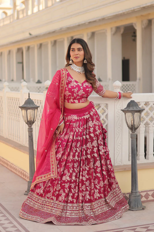 Designer Dyeable Pure Viscose Jacquard fabric Lehenga Choli & Dupatta Set(WD168) (04)