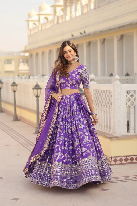 Designer Dyeable Pure Viscose Jacquard fabric Lehenga Choli & Dupatta Set(WD168) (02)