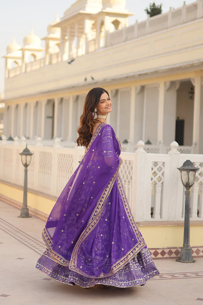 Designer Dyeable Pure Viscose Jacquard fabric Lehenga Choli & Dupatta Set(WD168) (02)