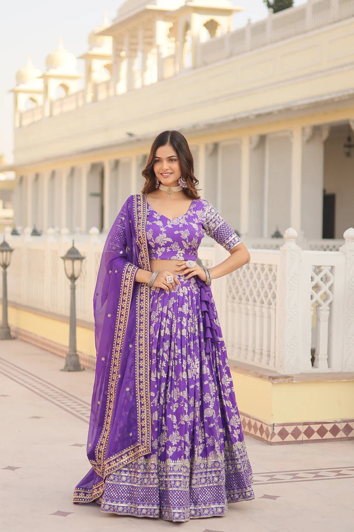 Designer Dyeable Pure Viscose Jacquard fabric Lehenga Choli & Dupatta Set(WD168) (02)