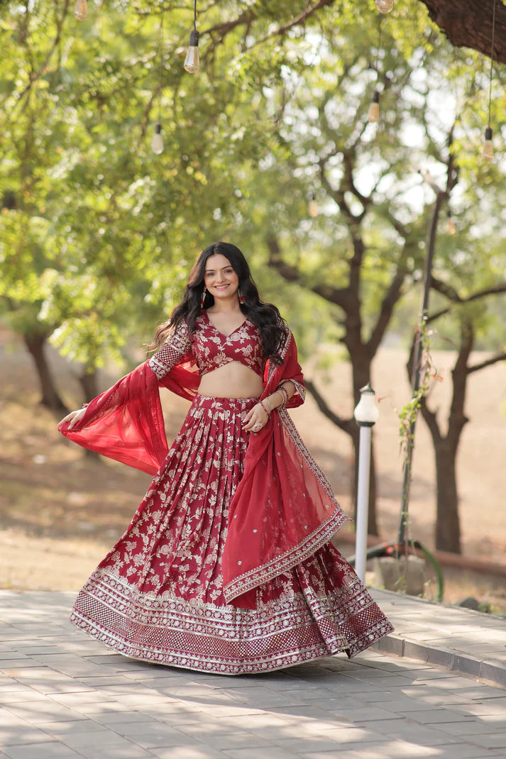 Designer Dyeable Pure Viscose Jacquard fabric Lehenga Choli & Dupatta Set(WD168) (01)
