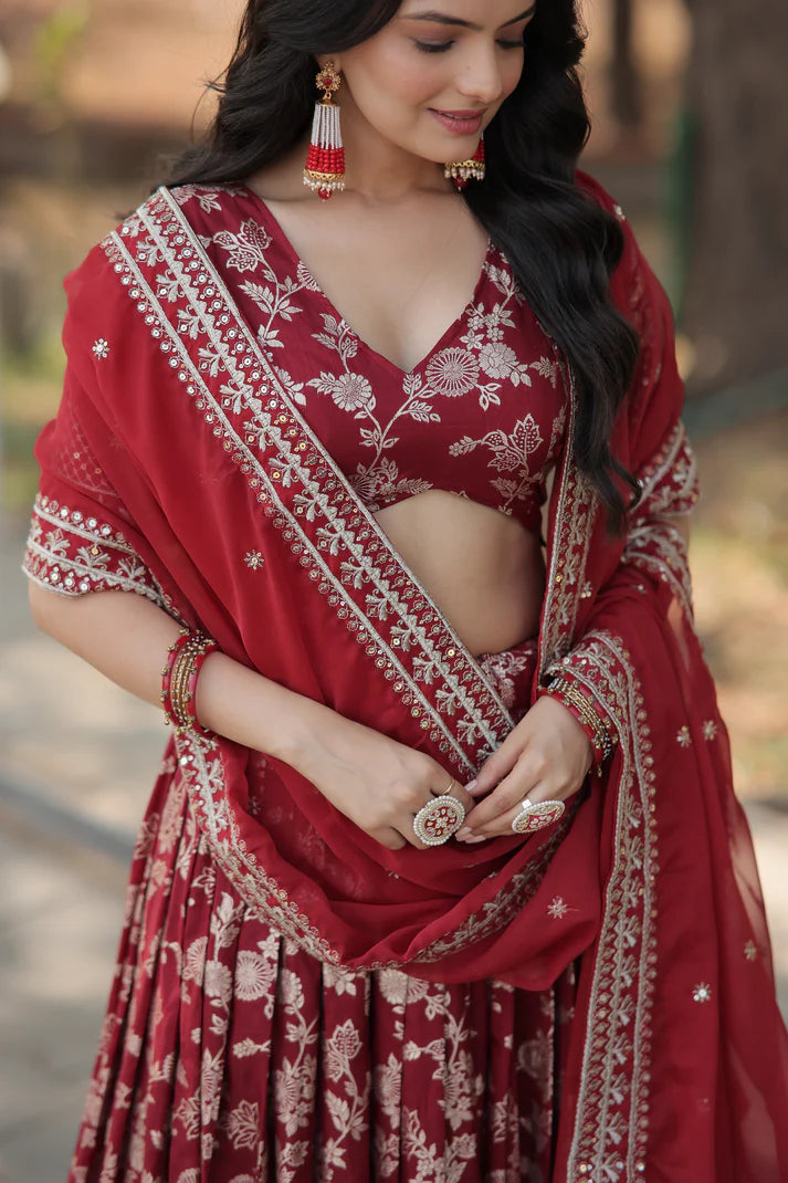 Designer Dyeable Pure Viscose Jacquard fabric Lehenga Choli & Dupatta Set(WD168) (01)
