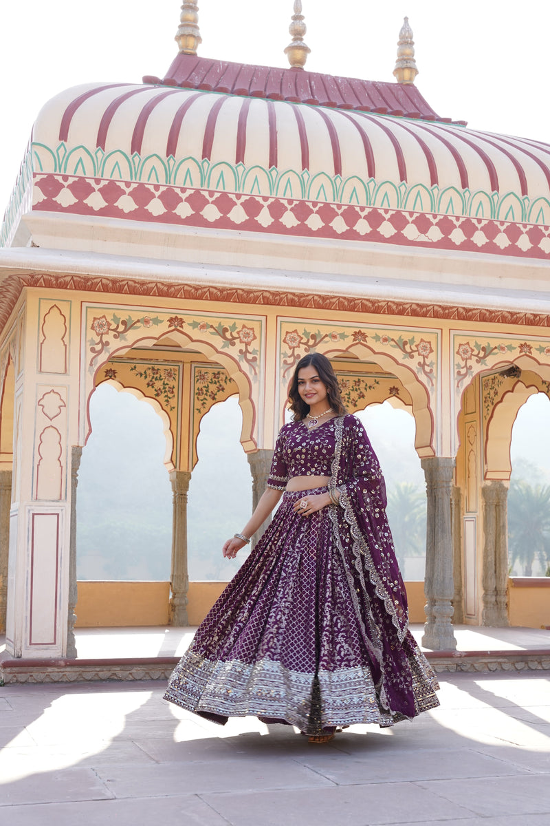 TILTON GEORGETTE FLARED LEHENGA CHOLI WITH SEQUINS AND EMBROIDERED WORK