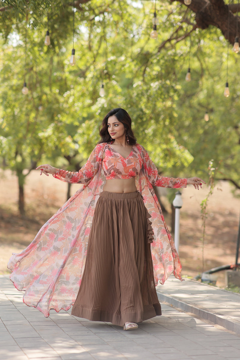 TILTON ELEGANCE FLORAL PRINT STRUG WITH LEHENGA CHOLI