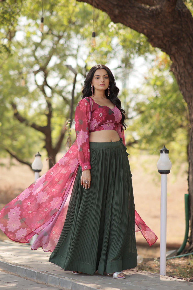 TILTON ELEGANCE FLORAL PRINT STRUG WITH LEHENGA CHOLI