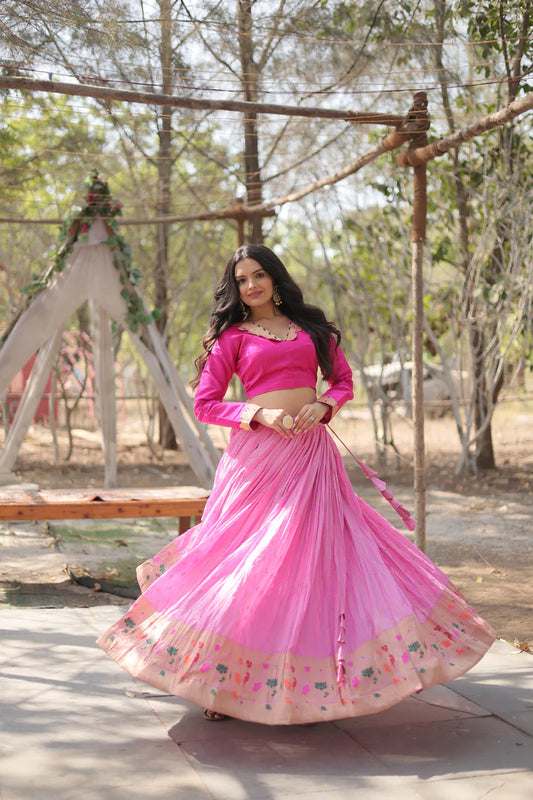 DAYBLE VISCOSEKALAMKARI JARI WEAVING LEHENGA CHOLI(WD148)