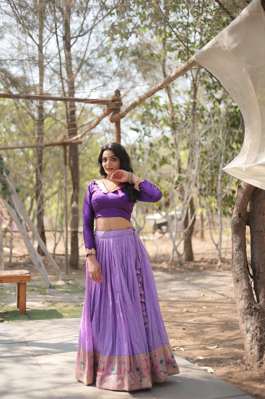DAYBLE VISCOSEKALAMKARI JARI WEAVING LEHENGA CHOLI(WD148) (01)