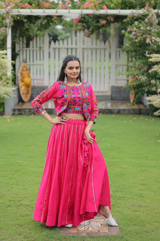 NAVRATRI SPECIAL GAMTHI EMNBROIDERED LEHENGA CHOLI WITH KOTI(WD184) 02
