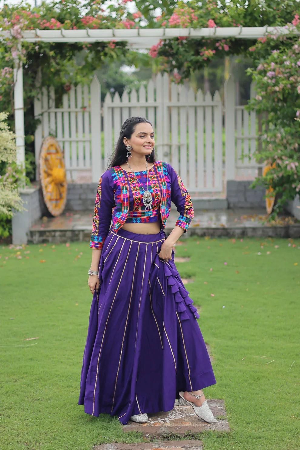 NAVRATRI SPECIAL GAMTHI EMNBROIDERED LEHENGA CHOLI WITH KOTI(WD184) 03