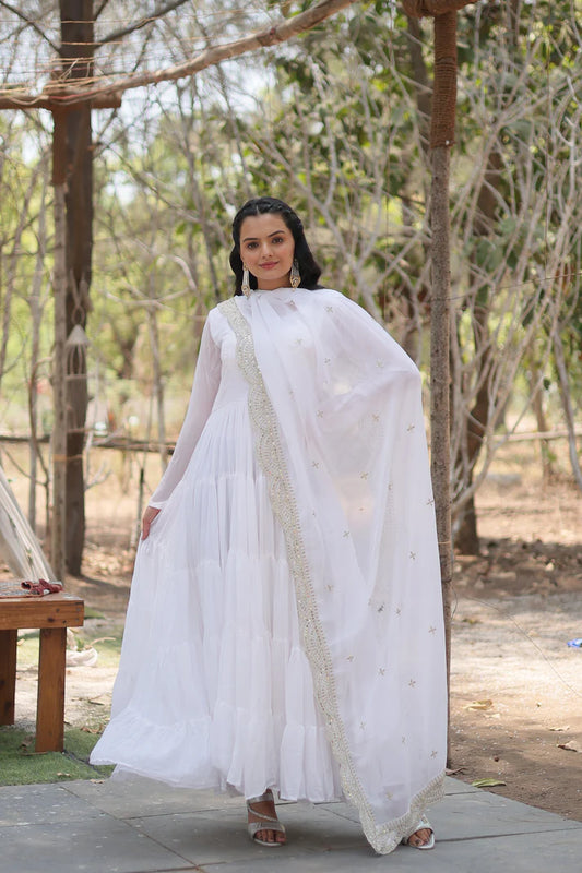 Desirable Women's gown Made With Faux Blooming Fabrics and Designer Embroidered Dupatta(WD16) (03)