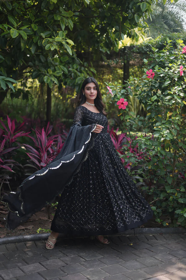 WOMENSAVTAR WOMEN BEAUTY PERFECT EMBROIDERY WORK GOWN WITH DUPATTA COLLECTION