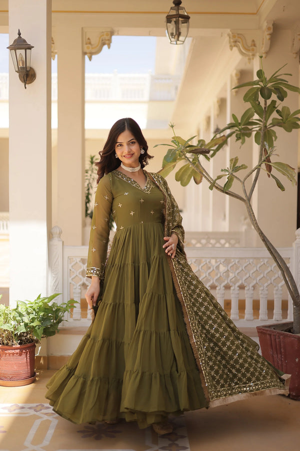 WOMENSAVTAR PREMIUM DESIGNER GOWN WITH DUPATTA