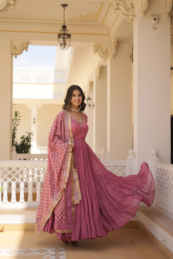 WOMENSAVTAR PREMIUM DESIGNER GOWN WITH DUPATTA