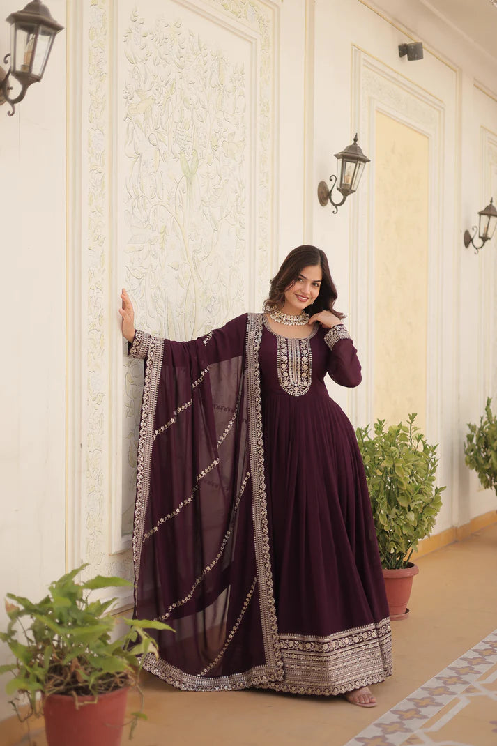 WOMENSAVTAR PREMIUM DESIGNER GOWN WITH DUPATTA