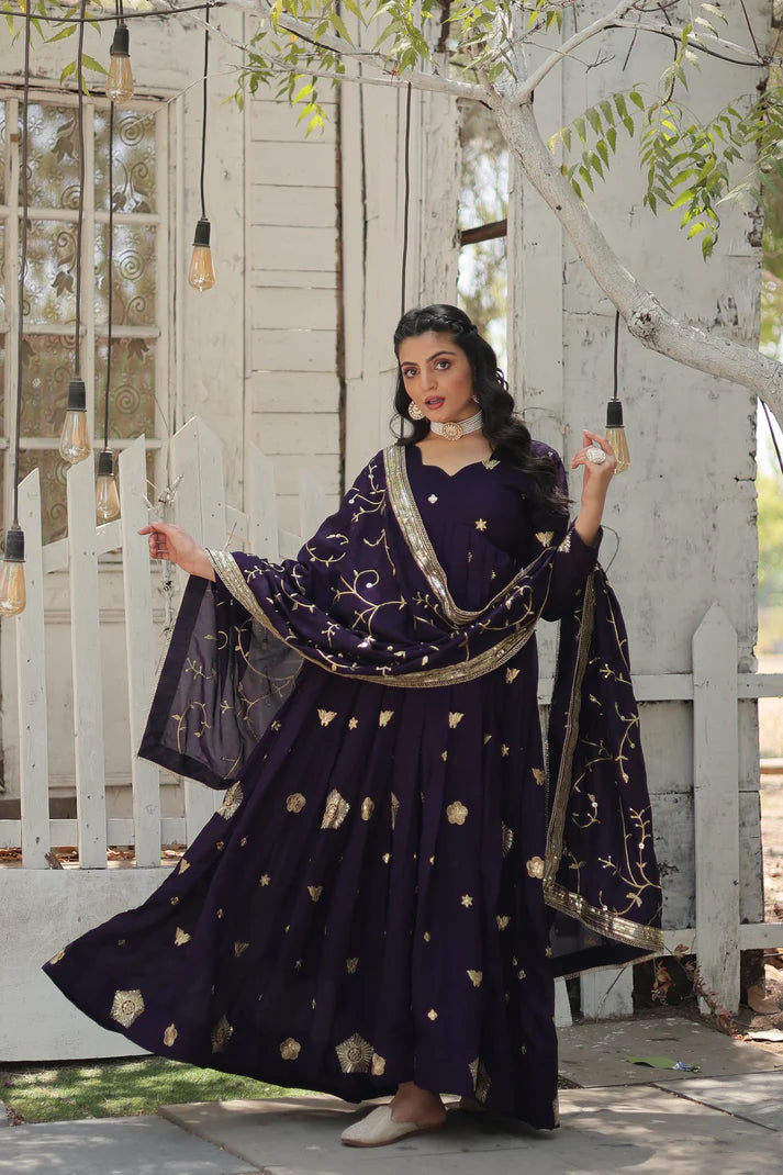 WOMENSAVTAR PREMIUM DESIGNER GOWN WITH DUPATTA