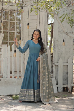 WOMENSAVTAR PREMIUM DESIGNER GOWN WITH DUPATTA