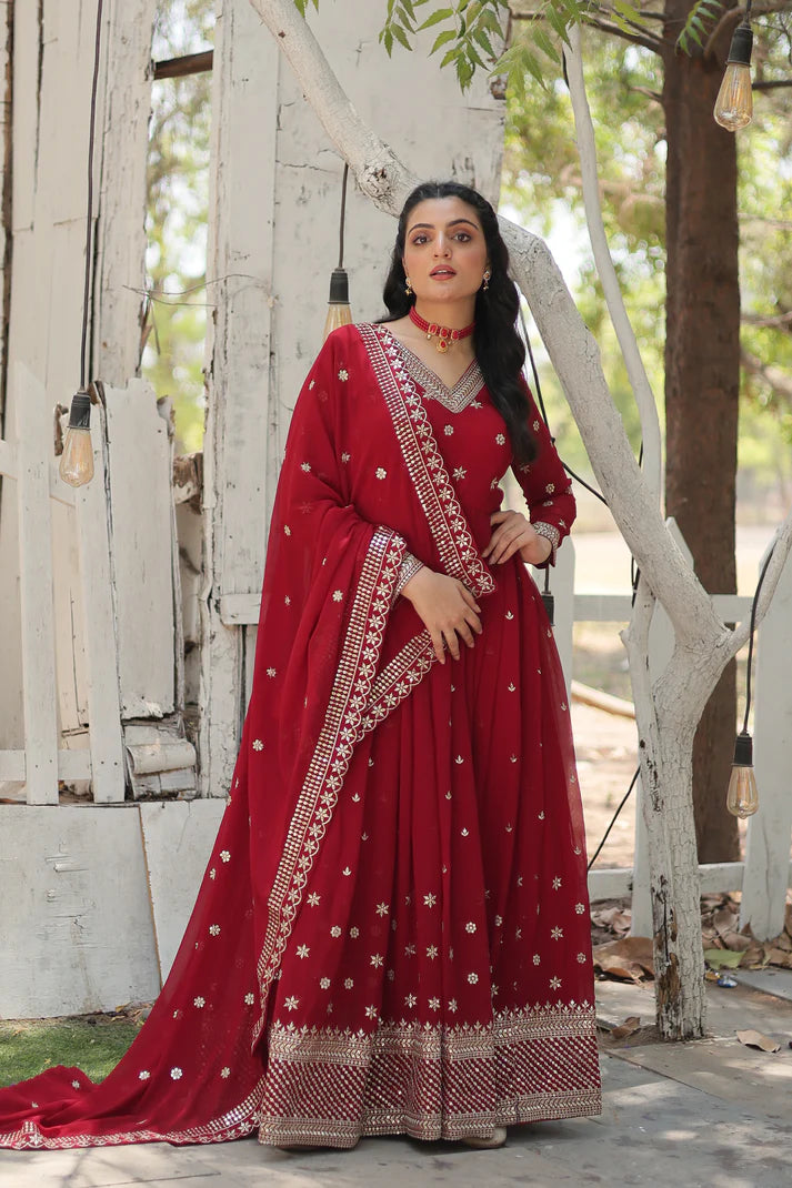 WOMENSAVTAR PREMIUM DESIGNER GOWN WITH DUPATTA