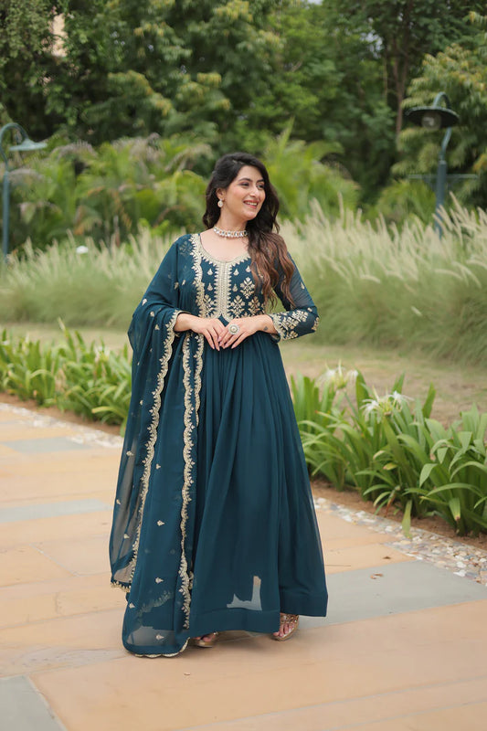 FESTIVAL SPECIAL FAUX BLOOMING SEQUINS EMBROIDERED GOWN WITH DUPATTA (WD21)