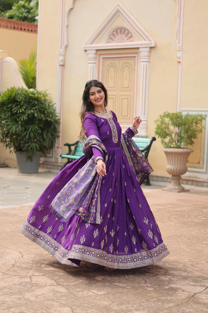 FESTIVAL SPECIAL SEQUINS EMBROIDERES GOWN WITH DUPATTA(WD143) (02)