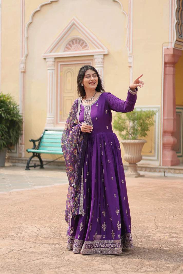 FESTIVAL SPECIAL SEQUINS EMBROIDERES GOWN WITH DUPATTA(WD143) (02)