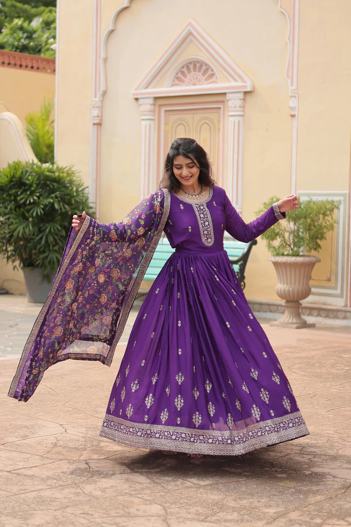 FESTIVAL SPECIAL SEQUINS EMBROIDERES GOWN WITH DUPATTA(WD143) (02)