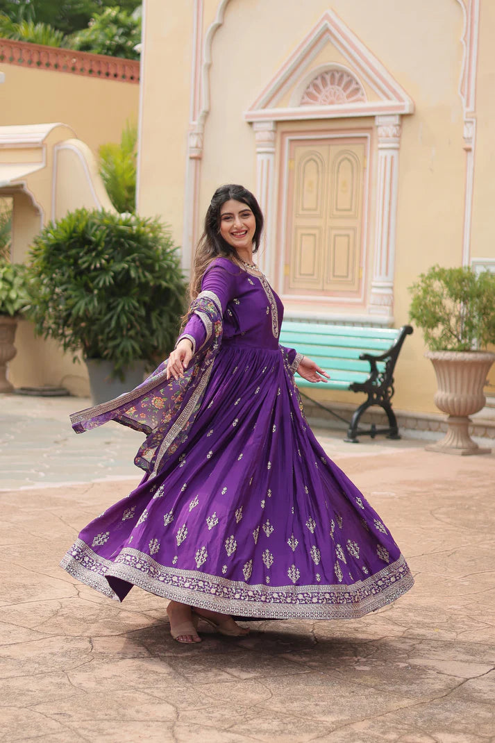 FESTIVAL SPECIAL SEQUINS EMBROIDERES GOWN WITH DUPATTA(WD143) (02)