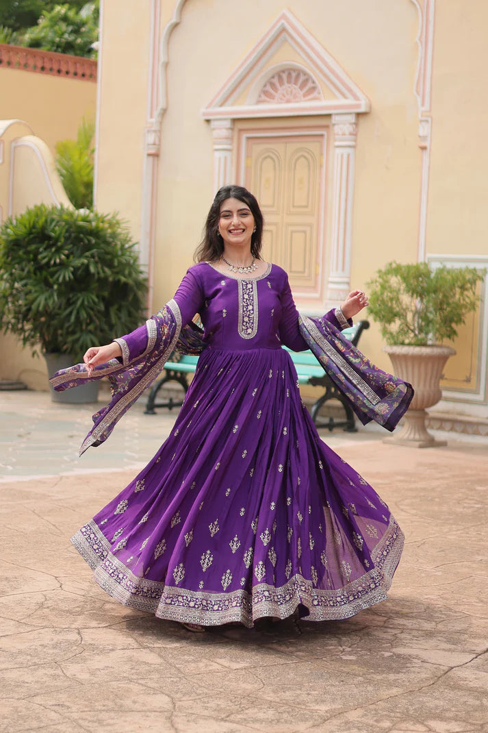 FESTIVAL SPECIAL SEQUINS EMBROIDERES GOWN WITH DUPATTA(WD143) (02)