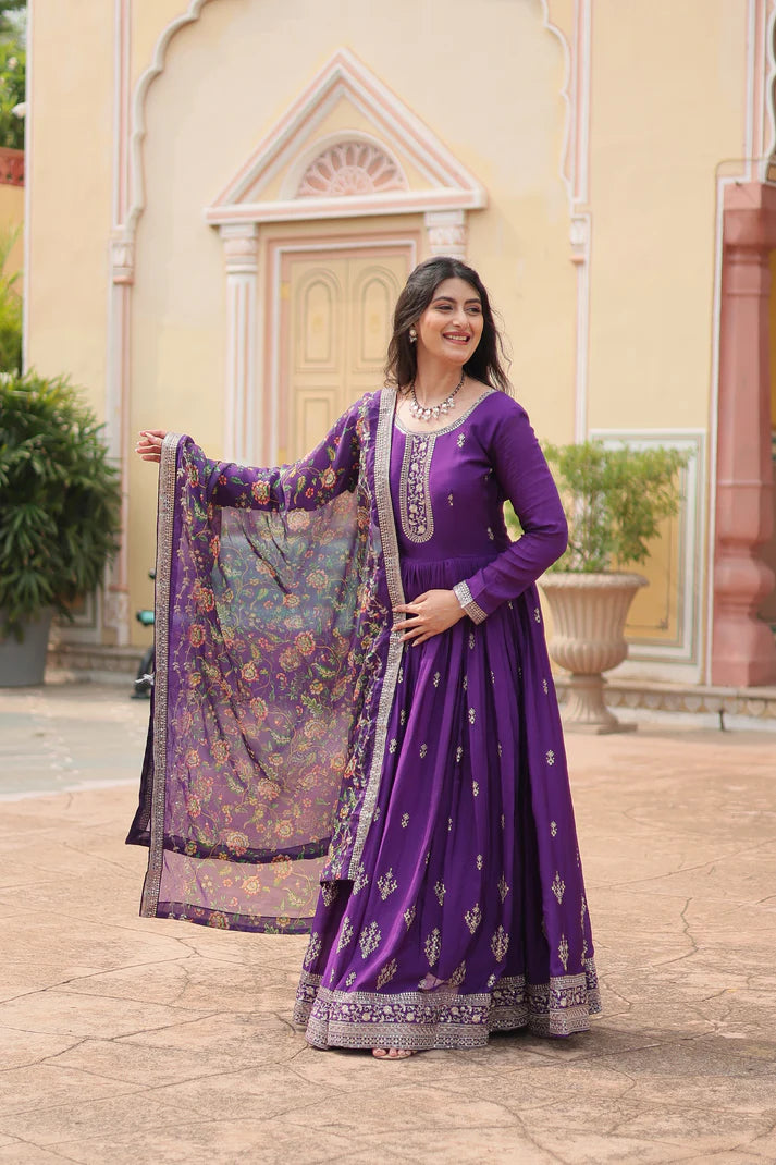 FESTIVAL SPECIAL SEQUINS EMBROIDERES GOWN WITH DUPATTA(WD143) (02)