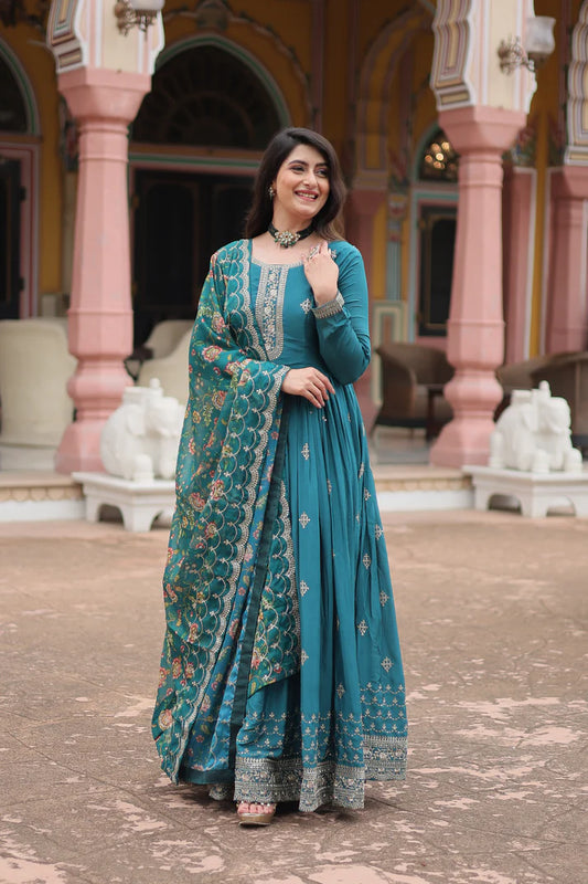 FESTIVAL SPECIAL SEQUINS EMBROIDERES GOWN WITH DUPATTA(WD143)