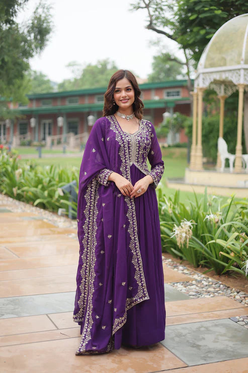 WEDDING SPECIAL FAUX BLOOMING SEQUINS EMBROIDERED GOWN WITH DUPATTA(WD50)