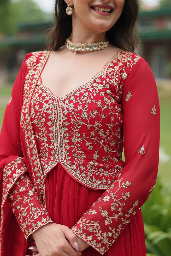 WEDDING SPECIAL FAUX BLOOMING SEQUINS EMBROIDERED GOWN WITH DUPATTA(WD50) (01)