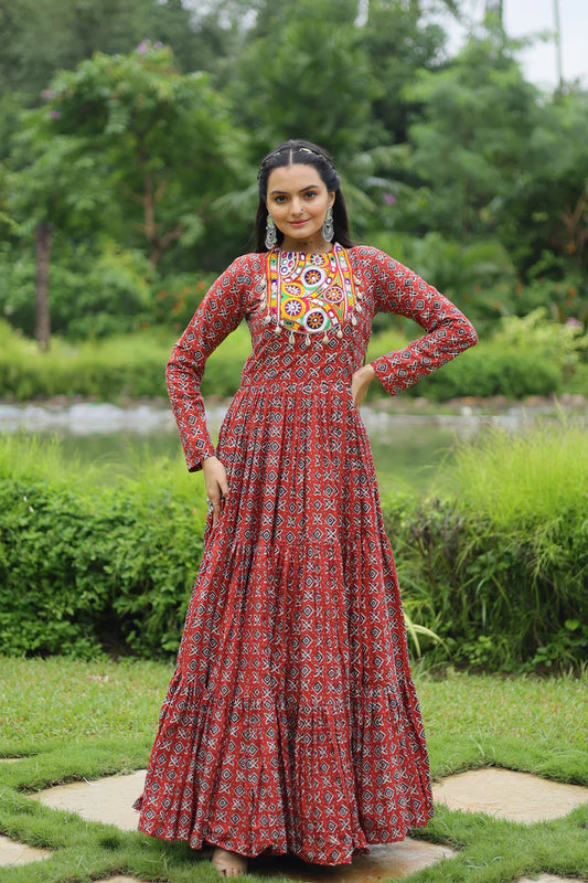 NAVRATRI SPECIAL COTTON GAMTHI PATCH WORK GOWN (WD49) (01)