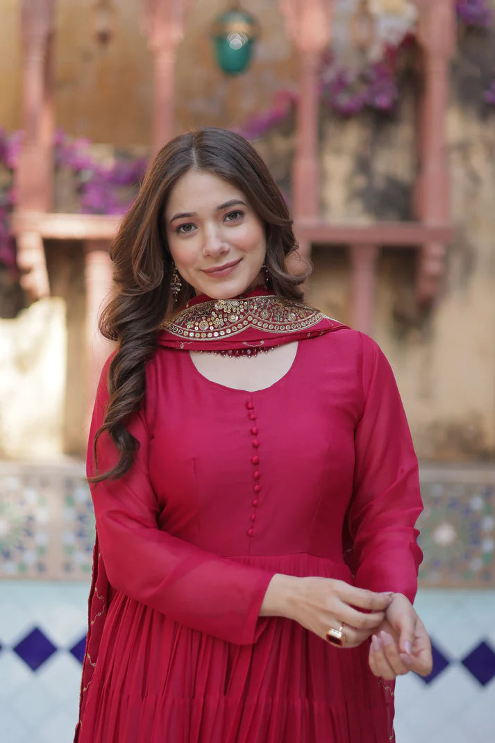 WEDDING SPECOAL STAR GEORGETTE GOWN WITH DUPATTA(WD54)