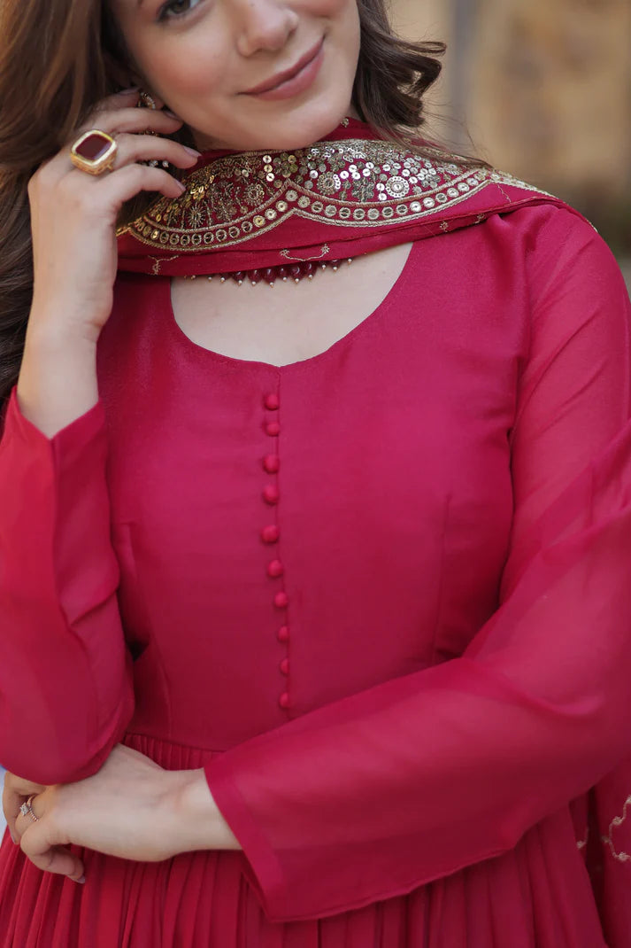 WEDDING SPECOAL STAR GEORGETTE GOWN WITH DUPATTA(WD54)