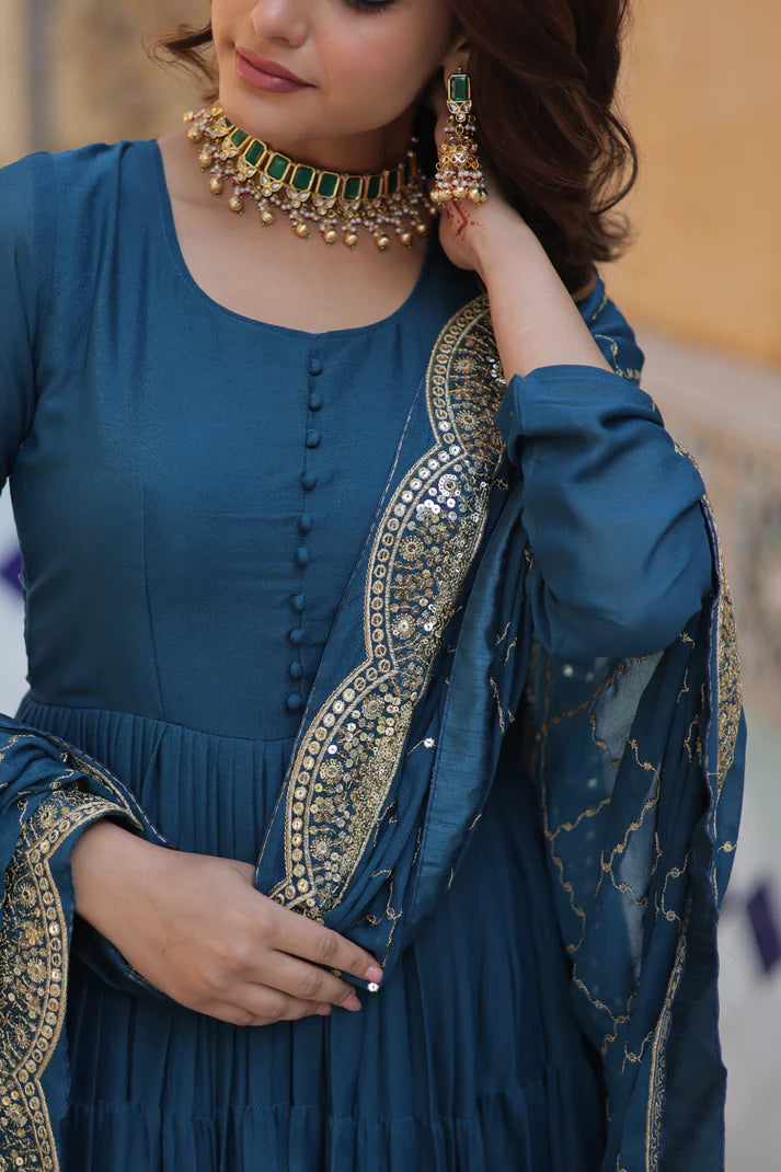WEDDING SPECOAL STAR GEORGETTE GOWN WITH DUPATTA(WD54) (02)