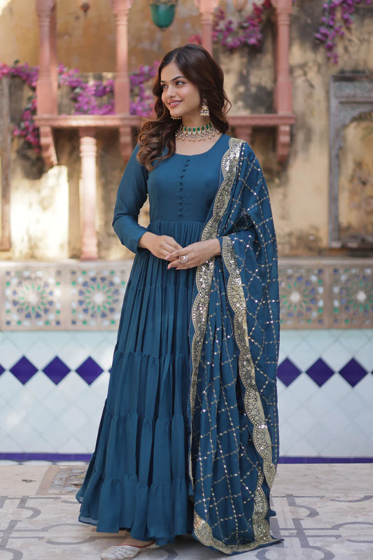 WEDDING SPECOAL STAR GEORGETTE GOWN WITH DUPATTA(WD54) (02)