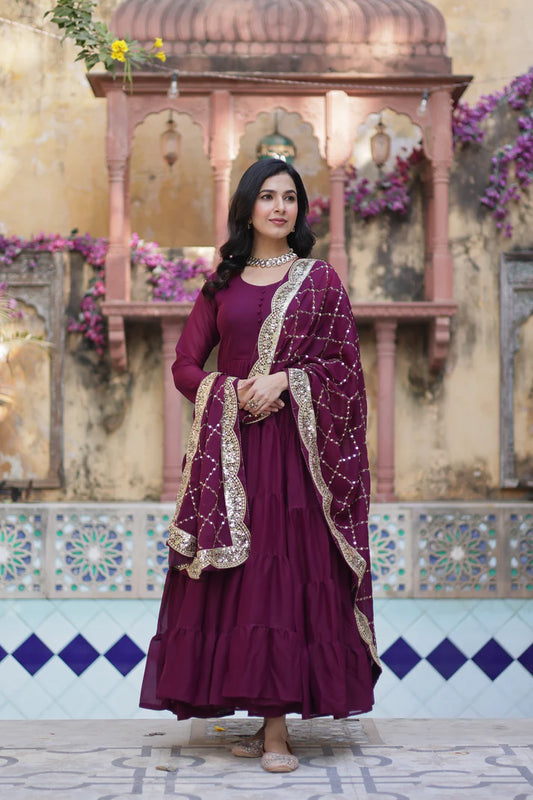 WEDDING SPECOAL STAR GEORGETTE GOWN WITH DUPATTA(WD54) (03)