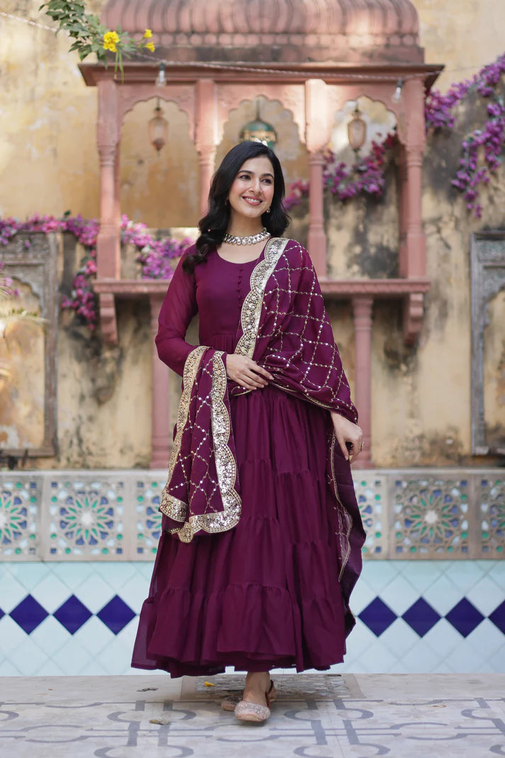 WEDDING SPECOAL STAR GEORGETTE GOWN WITH DUPATTA(WD54) (03)