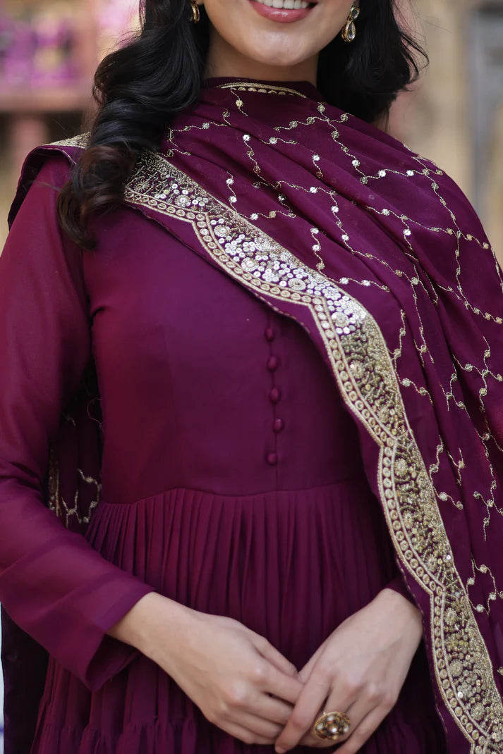 WEDDING SPECOAL STAR GEORGETTE GOWN WITH DUPATTA(WD54) (03)