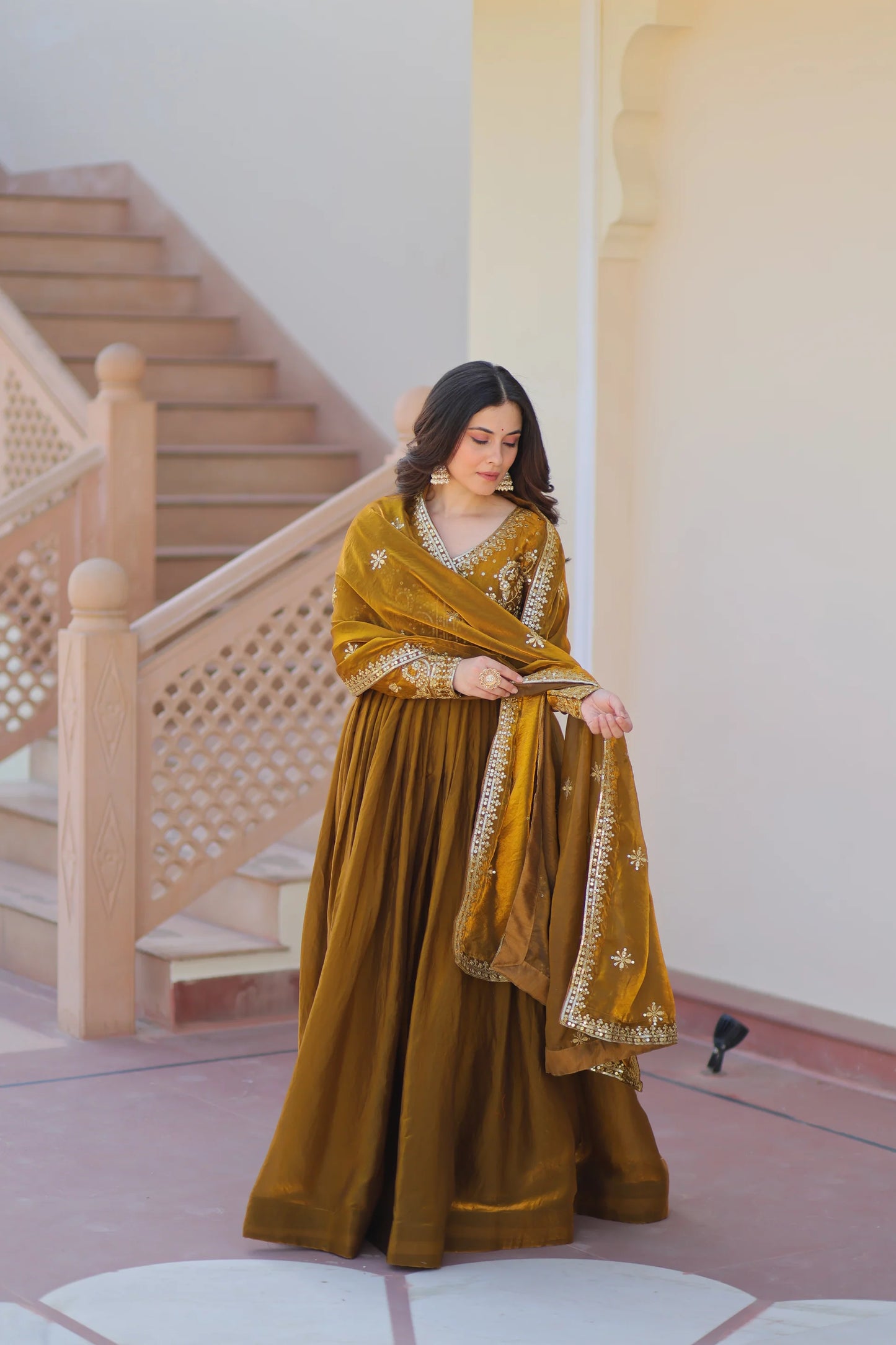 FENDY ZARI WITH SEQUINS EMBROIDERED GOWN WITH DUPATTA(WD62)