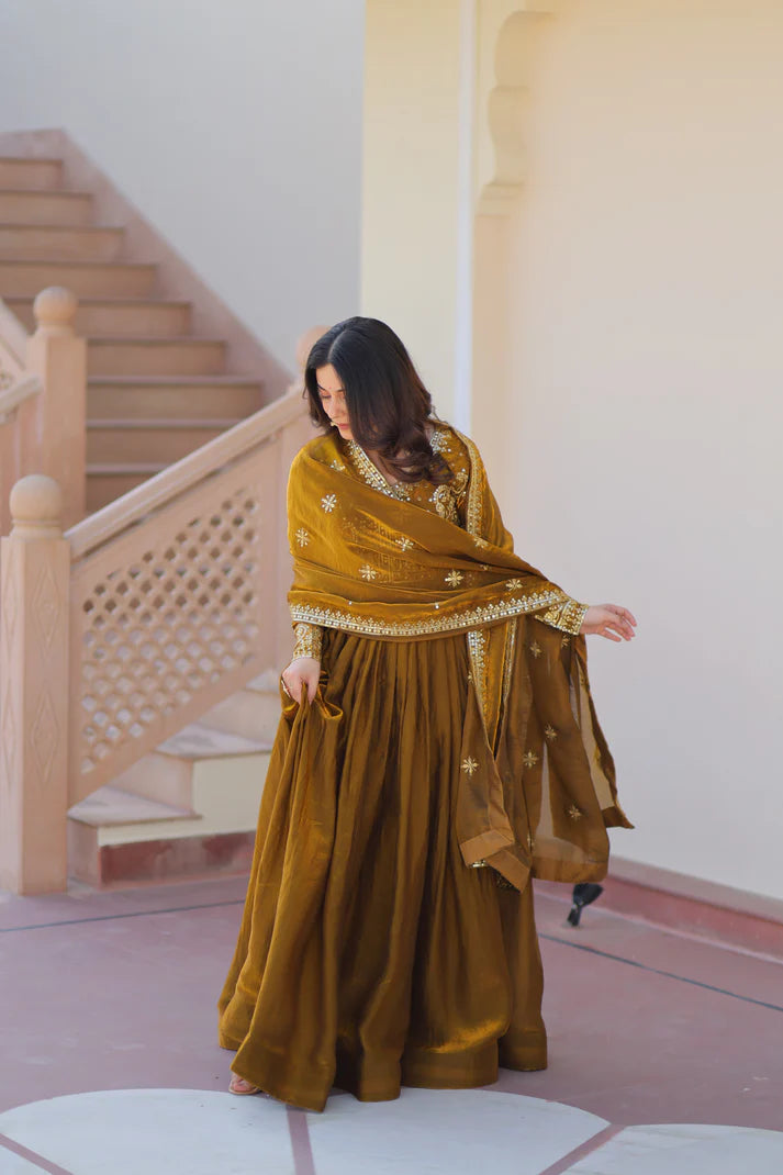 FENDY ZARI WITH SEQUINS EMBROIDERED GOWN WITH DUPATTA(WD62)