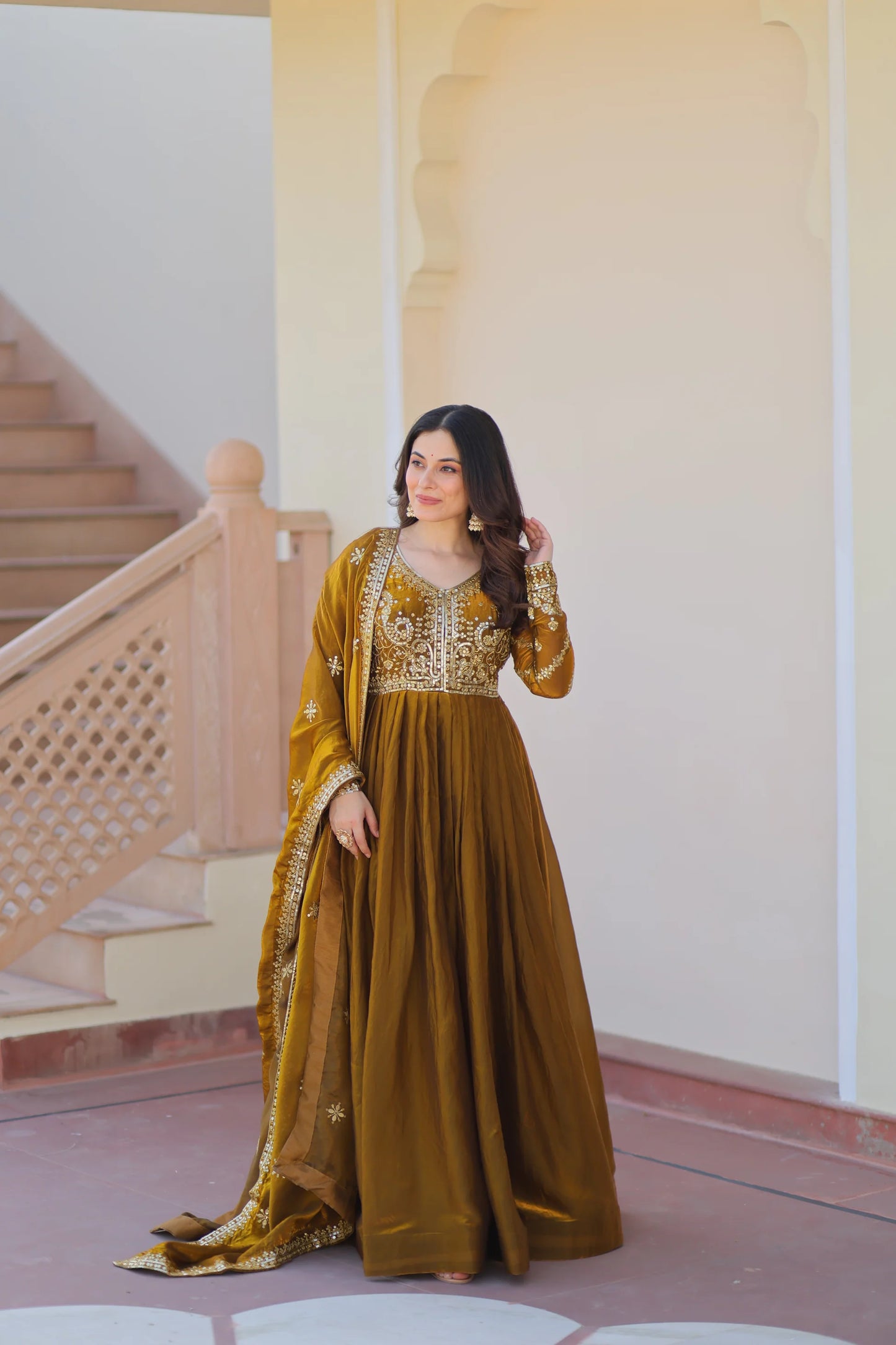 FENDY ZARI WITH SEQUINS EMBROIDERED GOWN WITH DUPATTA(WD62)