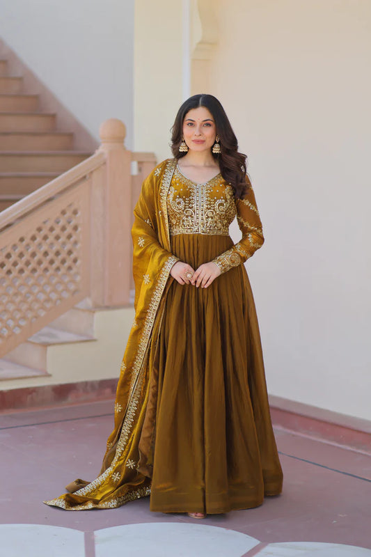FENDY ZARI WITH SEQUINS EMBROIDERED GOWN WITH DUPATTA(WD62)