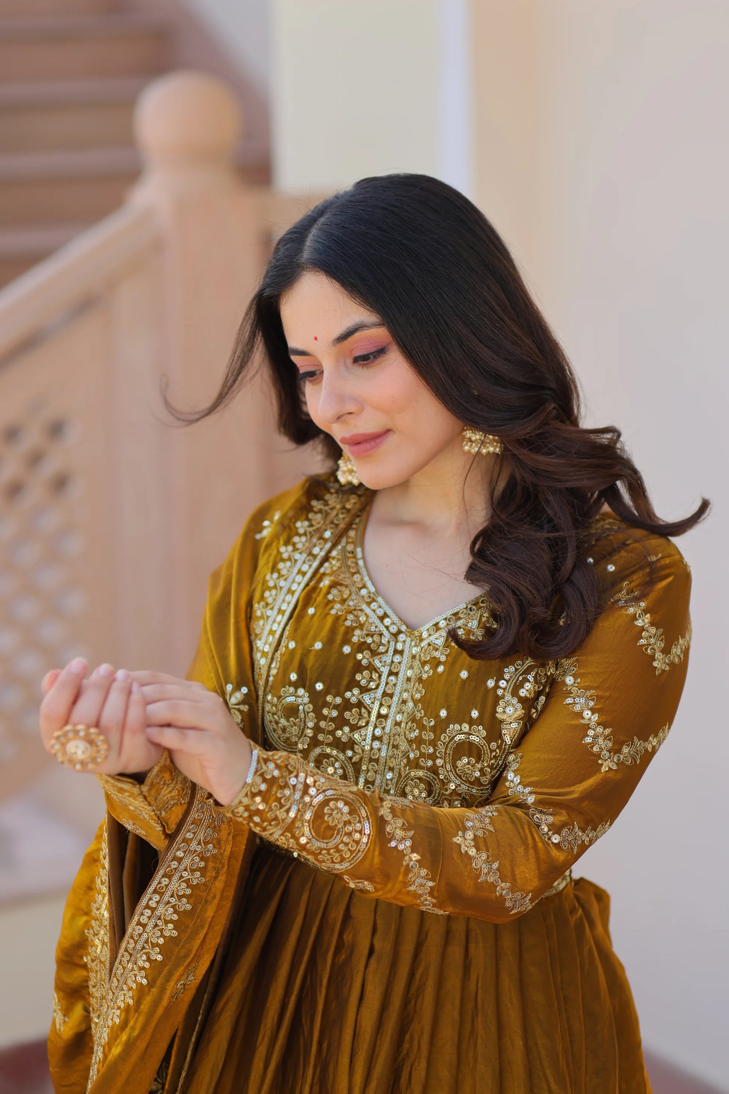 FENDY ZARI WITH SEQUINS EMBROIDERED GOWN WITH DUPATTA(WD62)